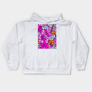 Pink and orange Flower Abstract Art - Stained Glass Kids Hoodie